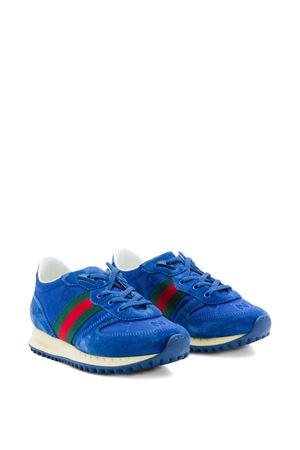 sneakers in pelle blu GUCCI KIDS | 850511AAFO94241